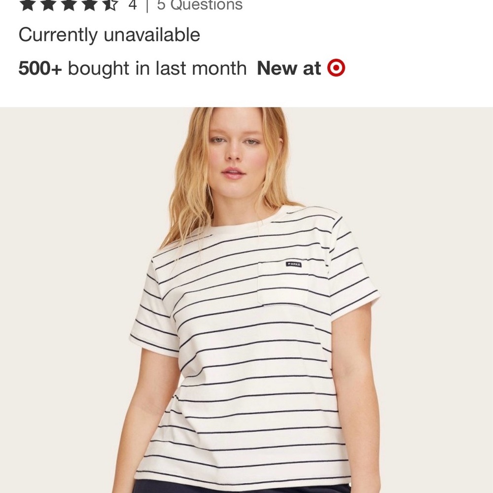Parke x Target sz L Striped Pocket Tee - White/Navy